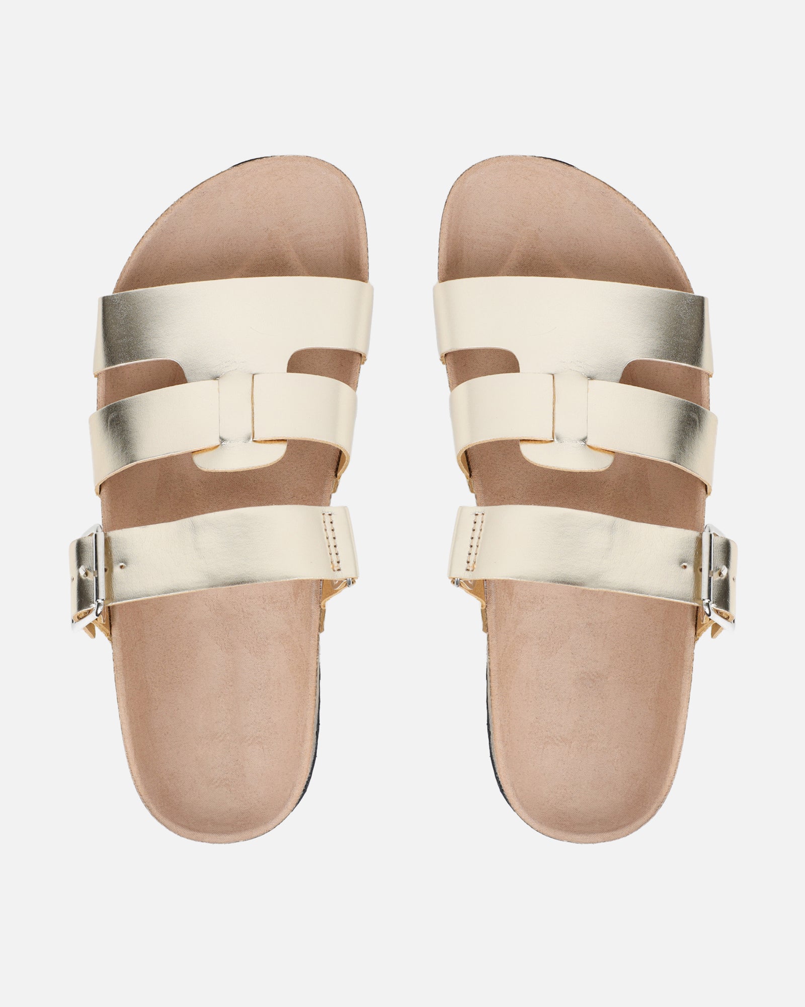 Amia Gold Metallic Slip on Footbed Slides
