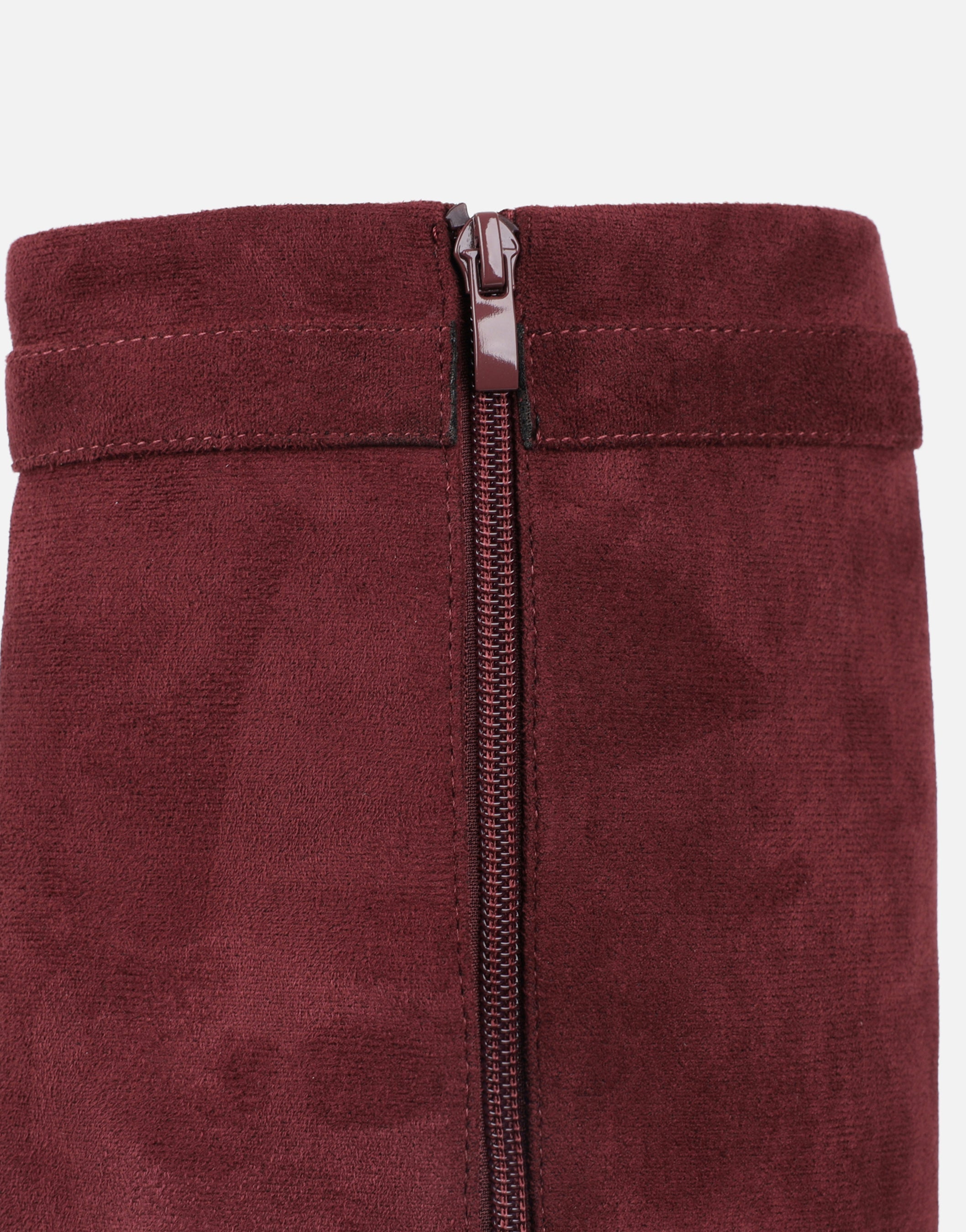 Anais Burgundy Microfibre Foldover Buckle Detail Heeled Boots