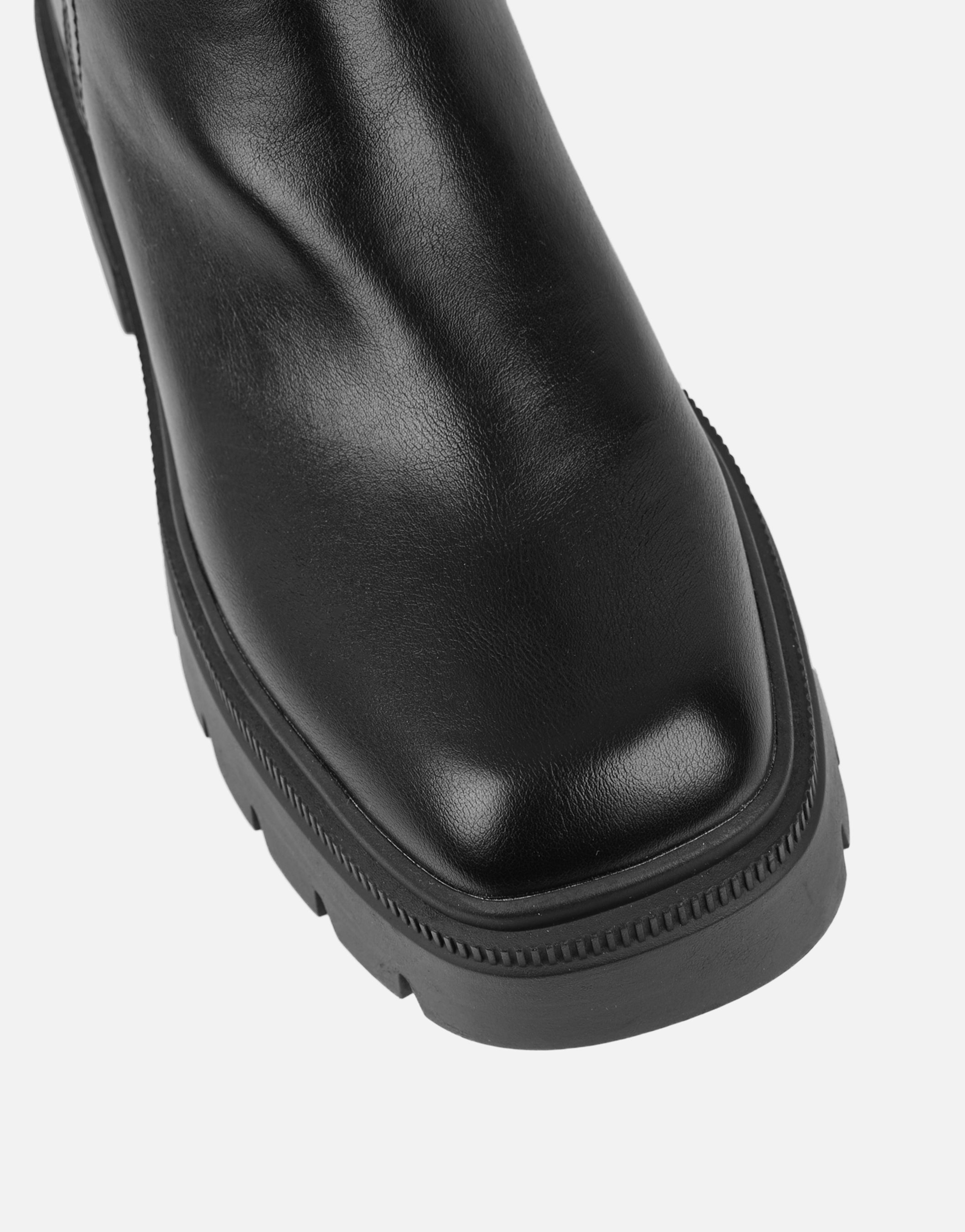 Kenneth Black Knit Knee High Chunky Boots