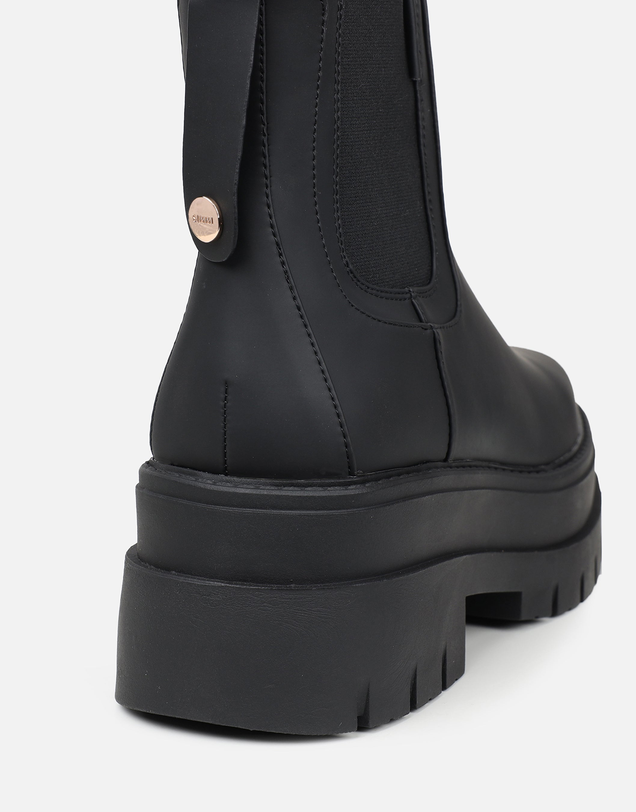 Ansel Black Rubberized Chunky Chelsea Boots