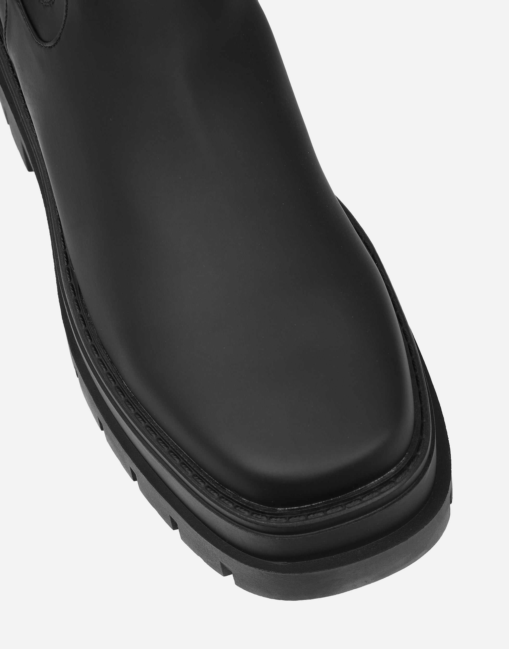 Ansel Black Rubberized Chunky Chelsea Boots