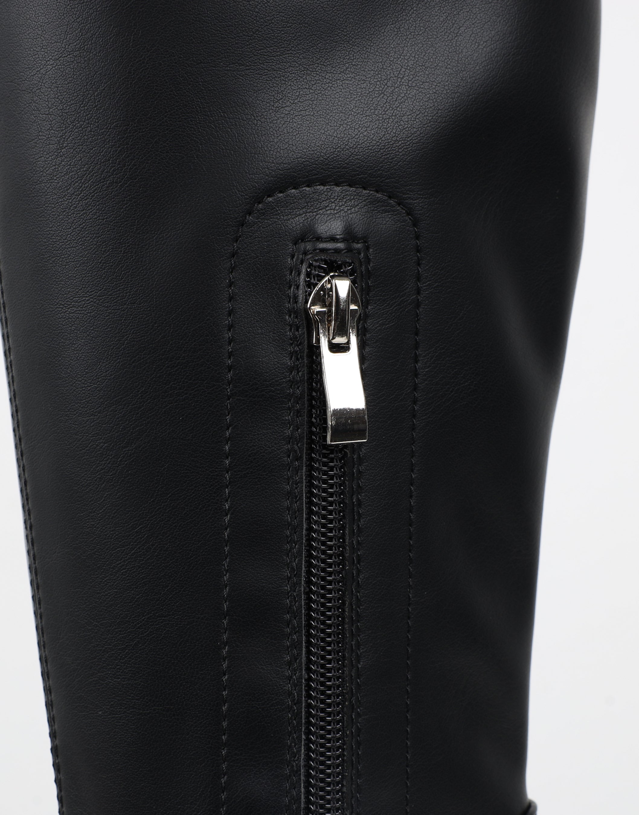 Mon Black Stretch Knee High Chunky Boots