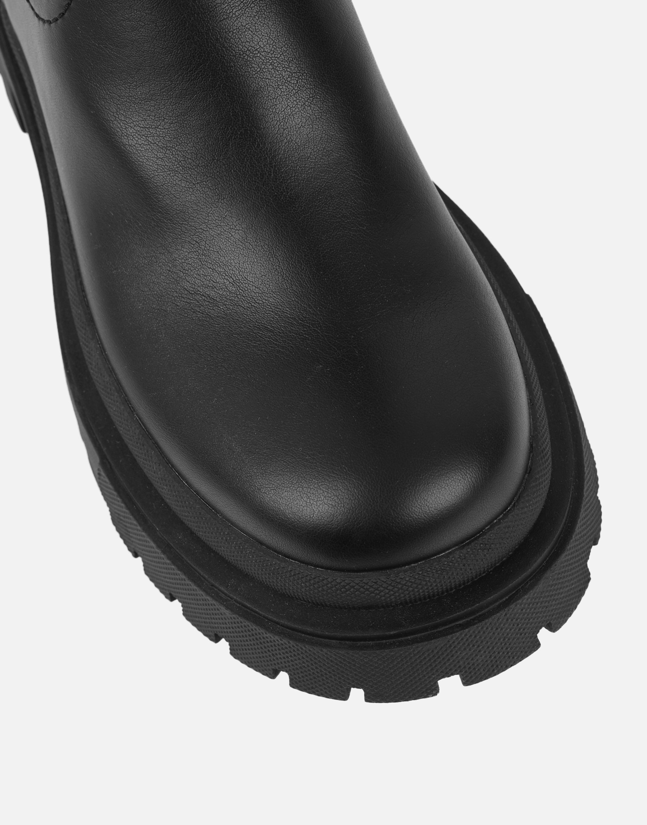 Mon Black Stretch Knee High Chunky Boots