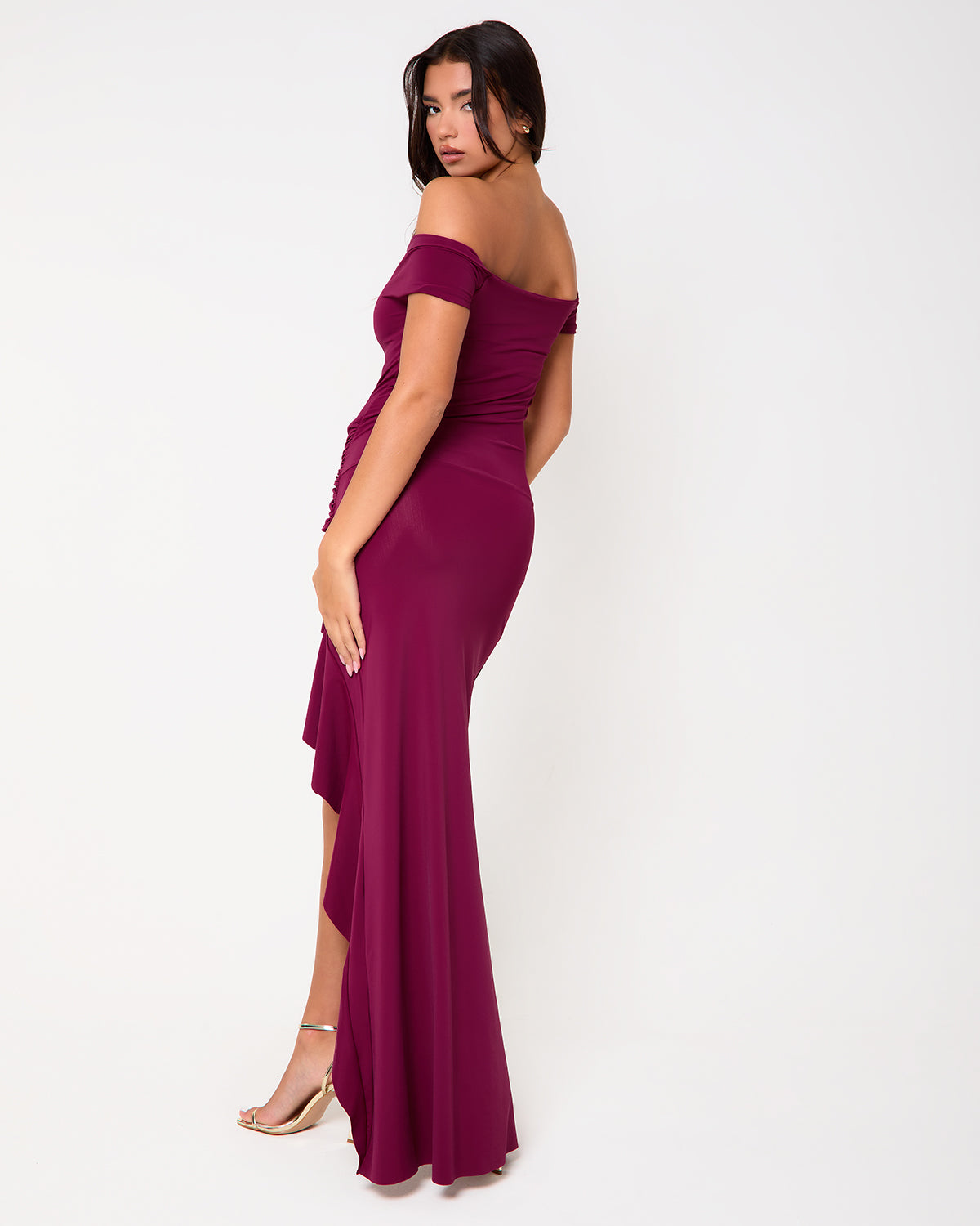 Long Island Off The Shoulder Ruffle Hem Maxi Dress
