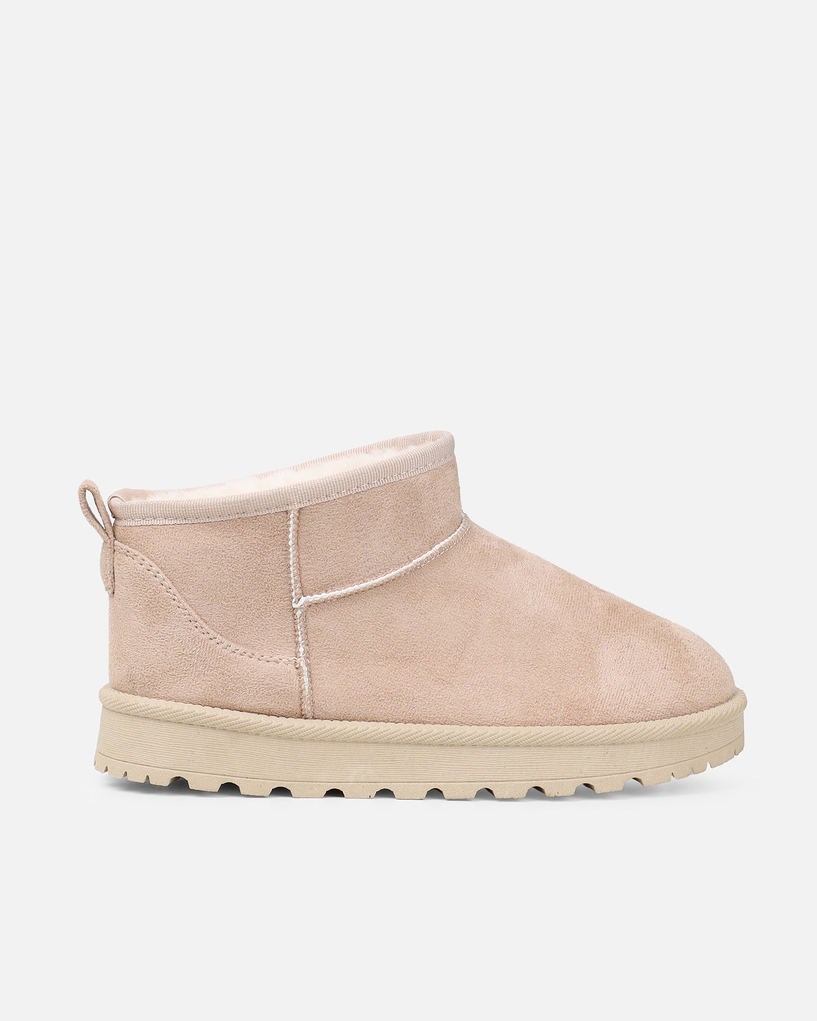 Cari Beige Faux Suede Ultra Low Boots