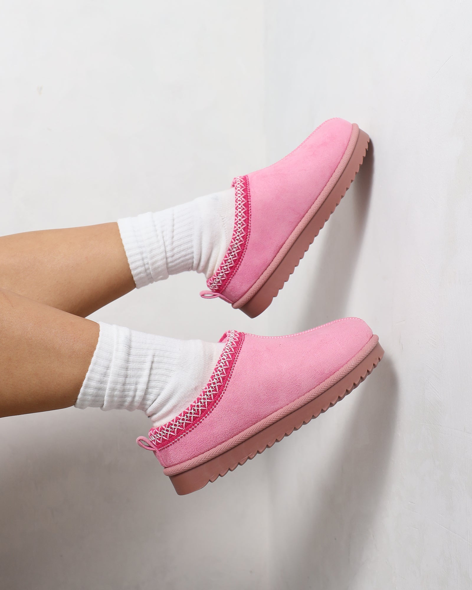 Cece Pink Faux Suede Slippers