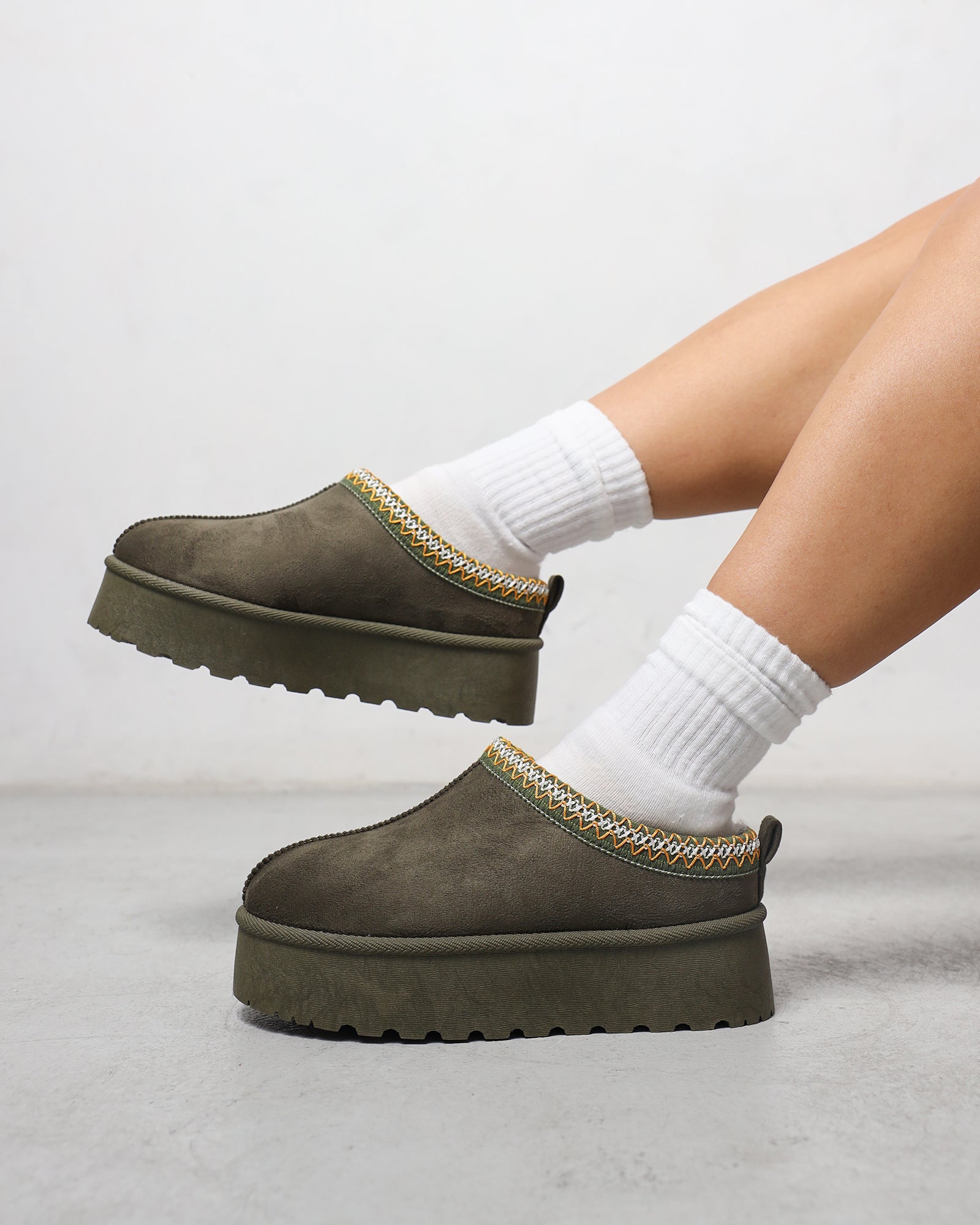 Coko Khaki Faux Suede Flatform