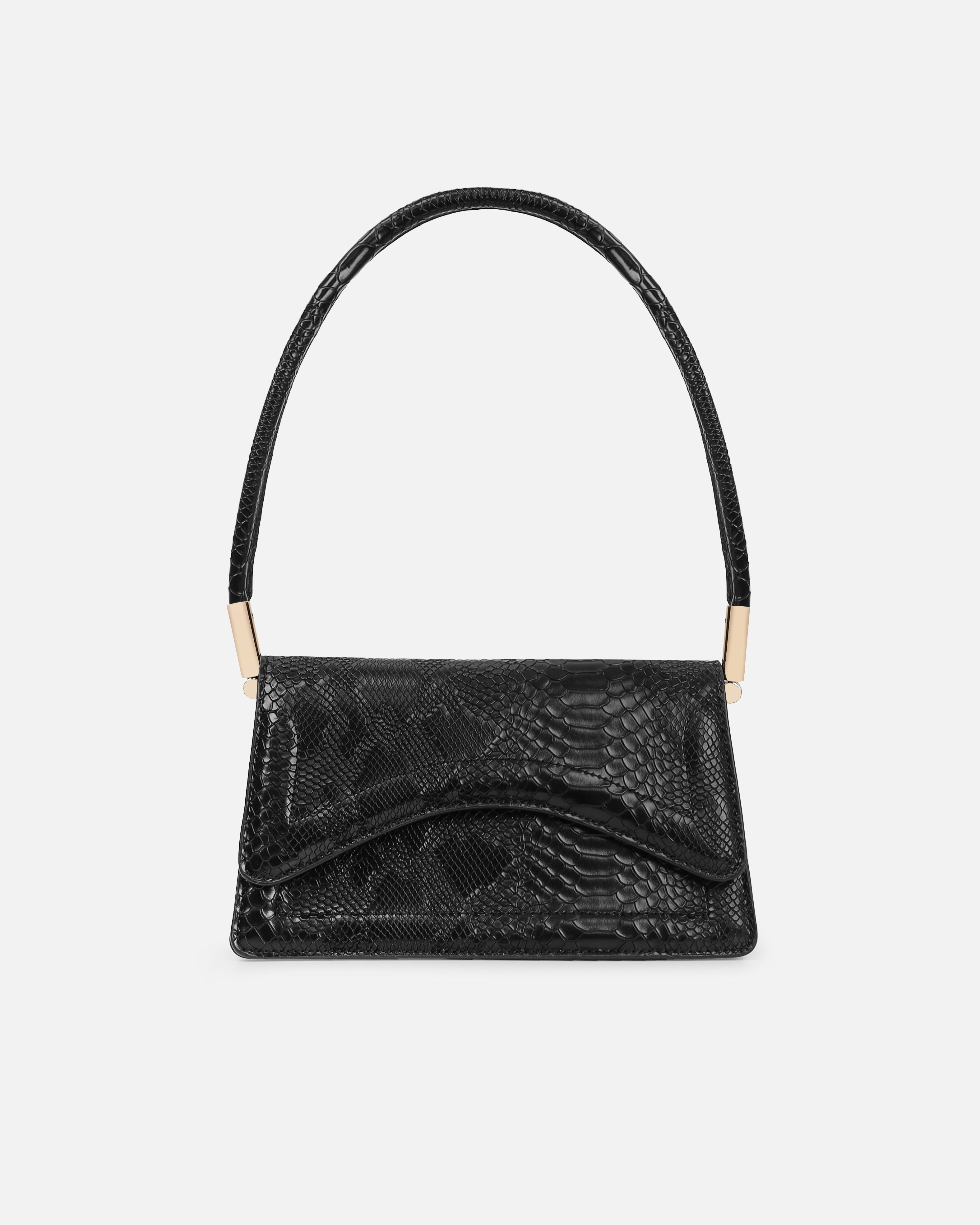 Corinna Black Snake Effect Mini Shoulder Bag