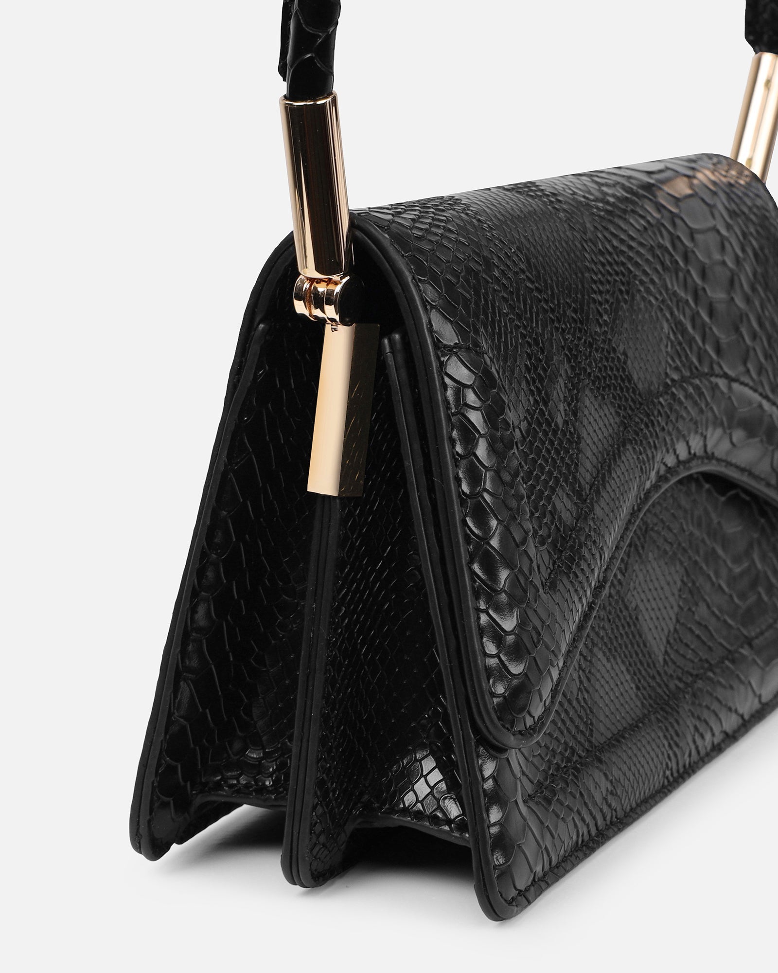 Corinna Black Snake Effect Mini Shoulder Bag