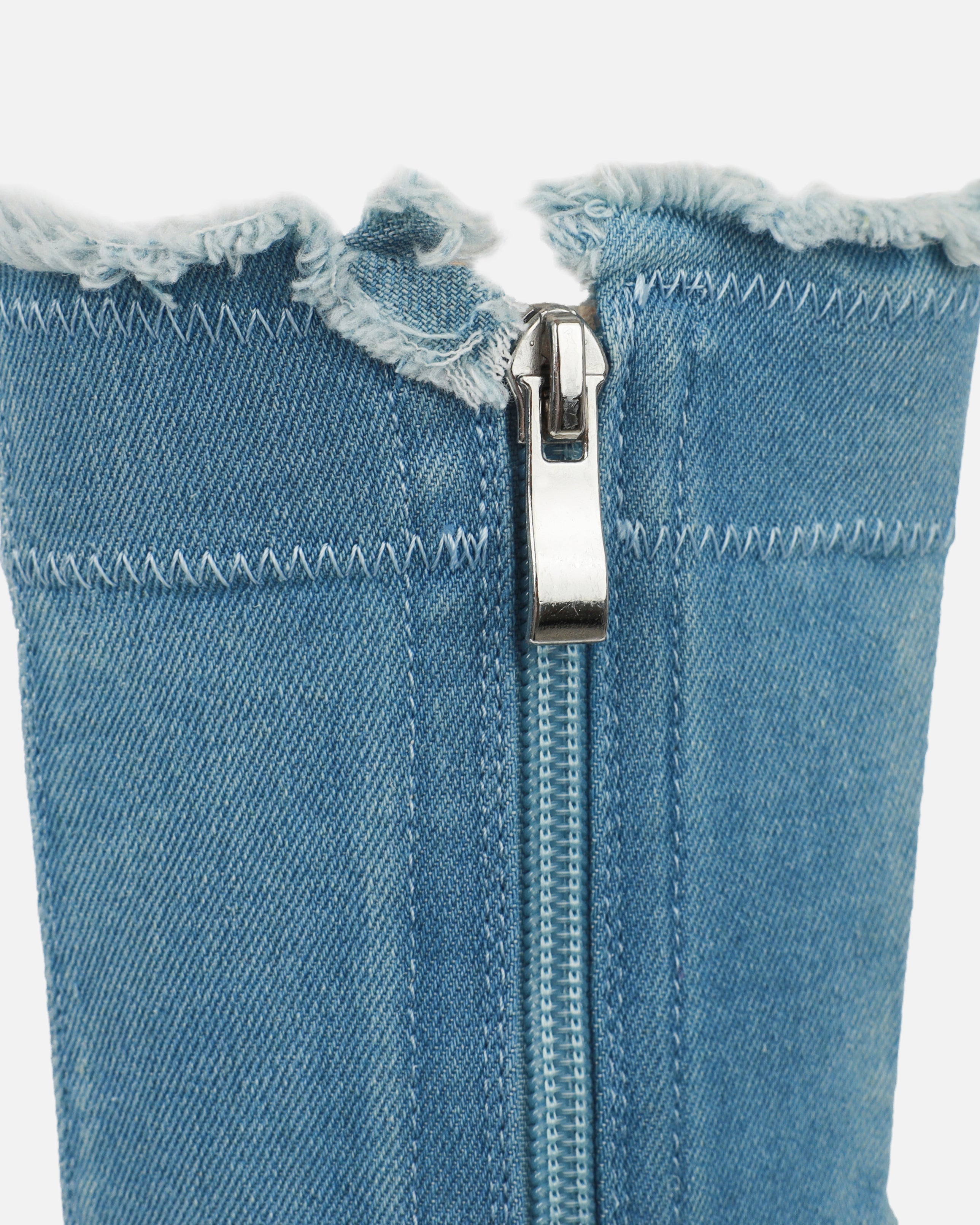 Andreas Blue Denim Open Toe Stiletto Ankle Boots