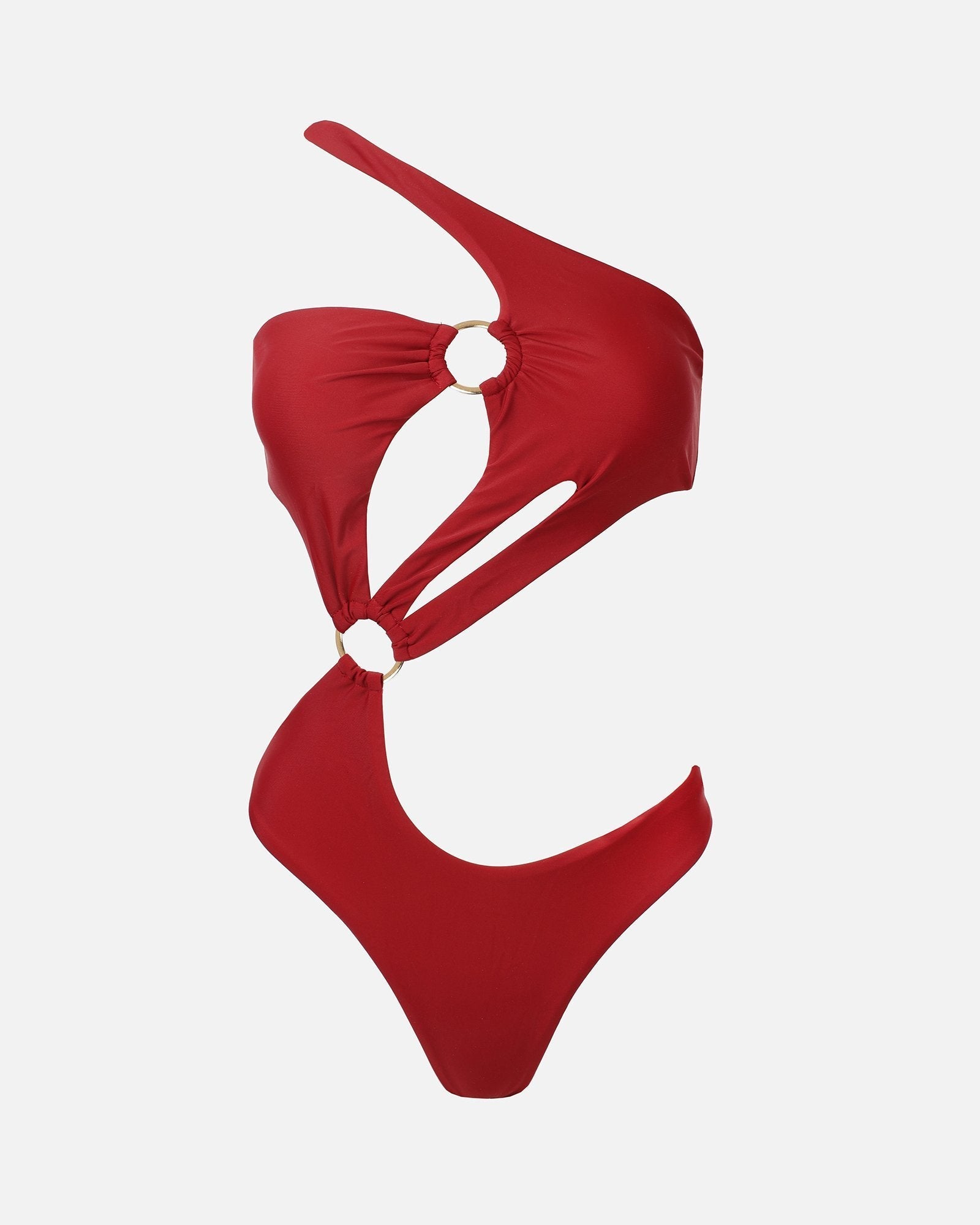 Amara Deep Red Ring Trim Cut Out Swimsuit